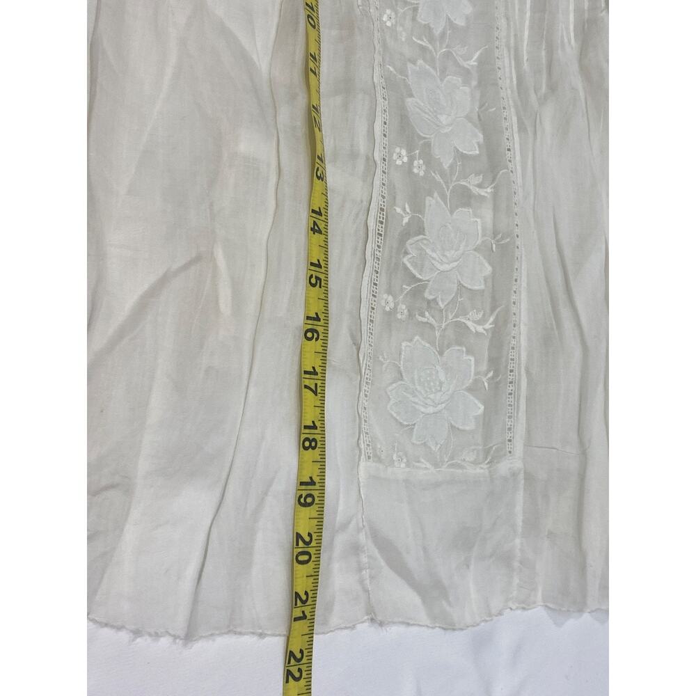 Antique Edwardian White Cotton Floral Embroidered Blouse with long sleeves - Picture 16 of 16